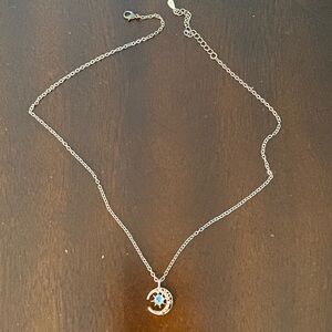 elegant gold blue moon and star dainty chain necklace